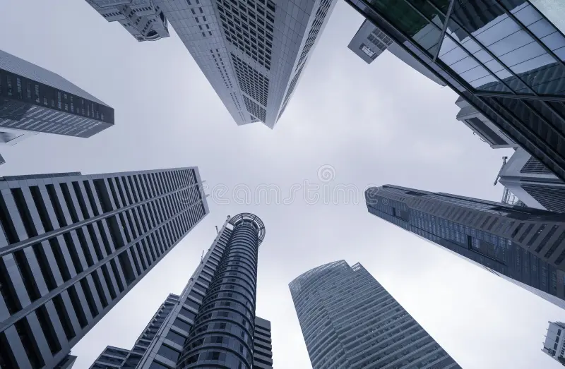 High-rise office buildings viewed from below
